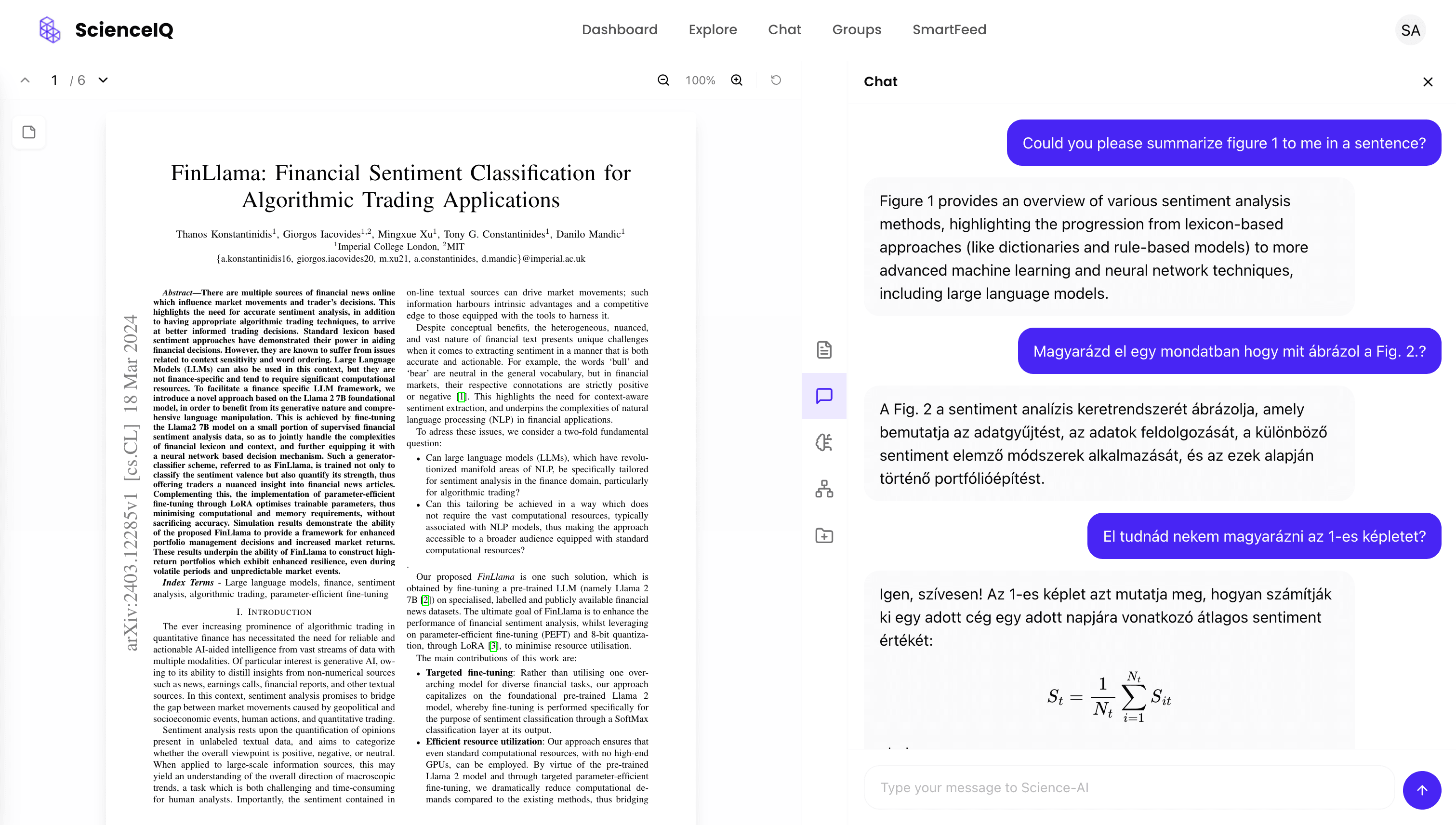 ScienceIQ quiz interface