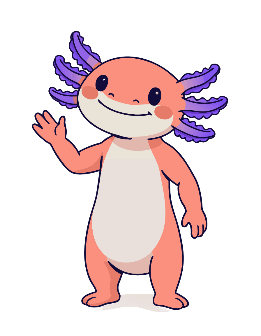 Newt, the ScienceIQ study buddy, waving hello